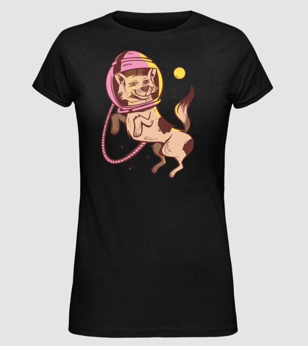 Câine Astronaut model negru pe tricou