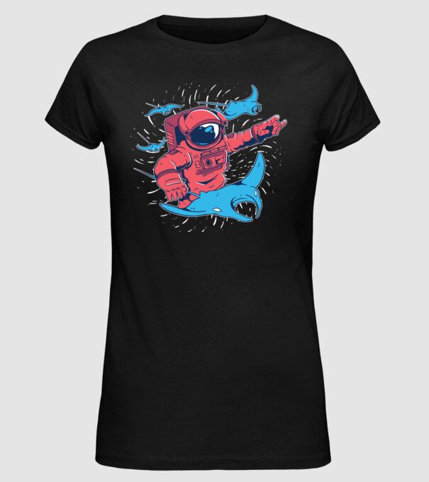 Diavol de mare gigant Astronaut model negru pe tricou