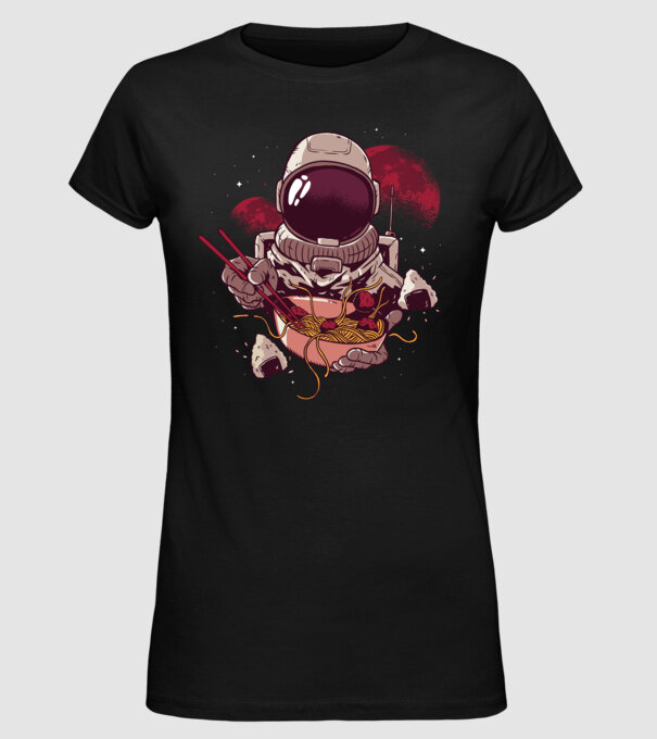 Astronaut Ramen model negru pe tricou