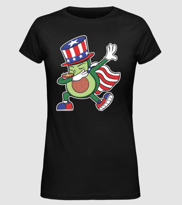SUA Avocado DAB model negru pe tricou