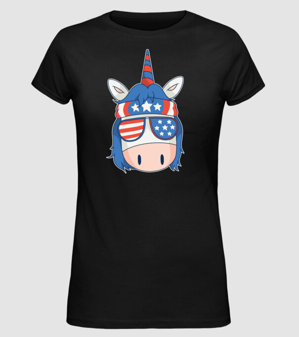 SUA unicorn model negru pe tricou