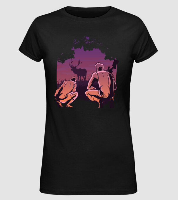 Vânătoare model negru pe tricou