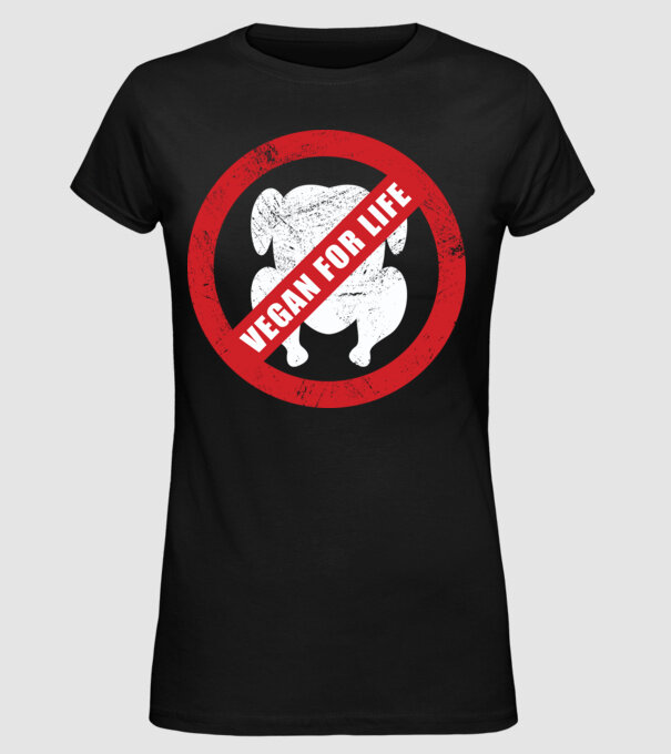 Vegan pe viață model negru pe tricou
