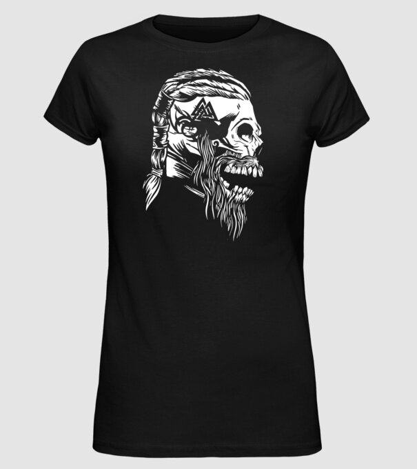 Craniu Viking model negru pe tricou