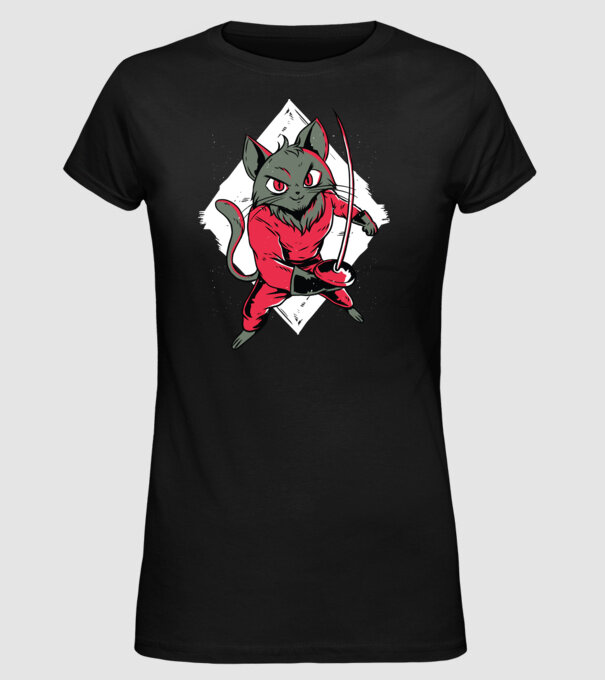 Pisică Scrimă model negru pe tricou