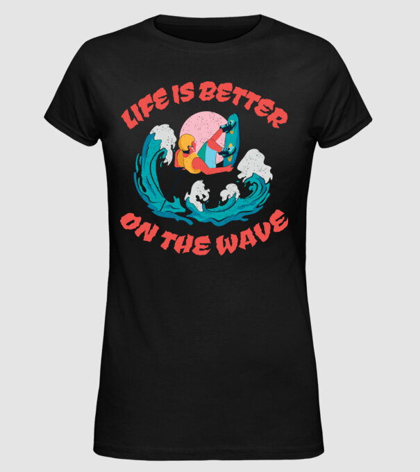Wakeboard - Life is better on the wave model negru pe tricou