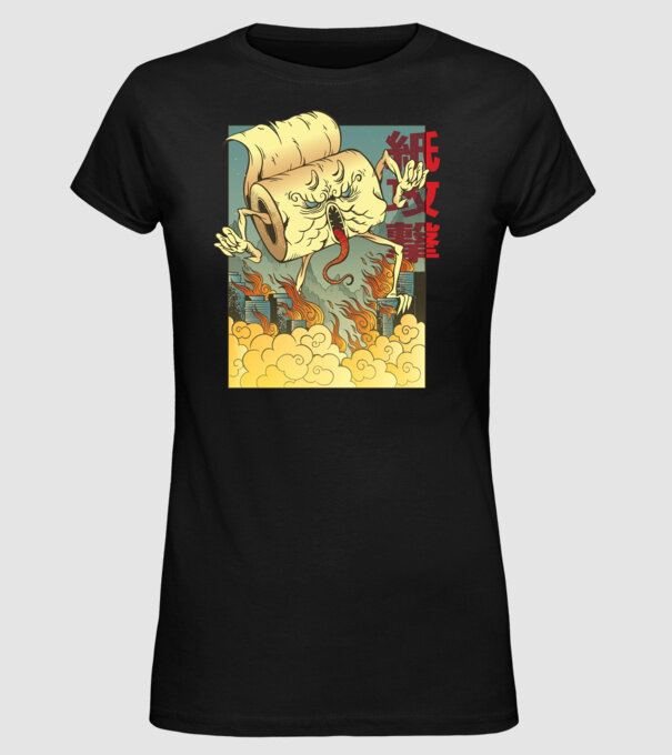 Monstru hârtie igienică model negru pe tricou