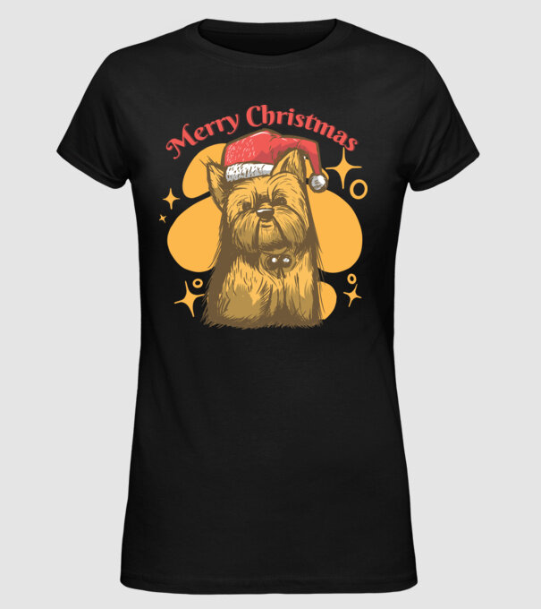 Crăciun Yorkie model negru pe tricou