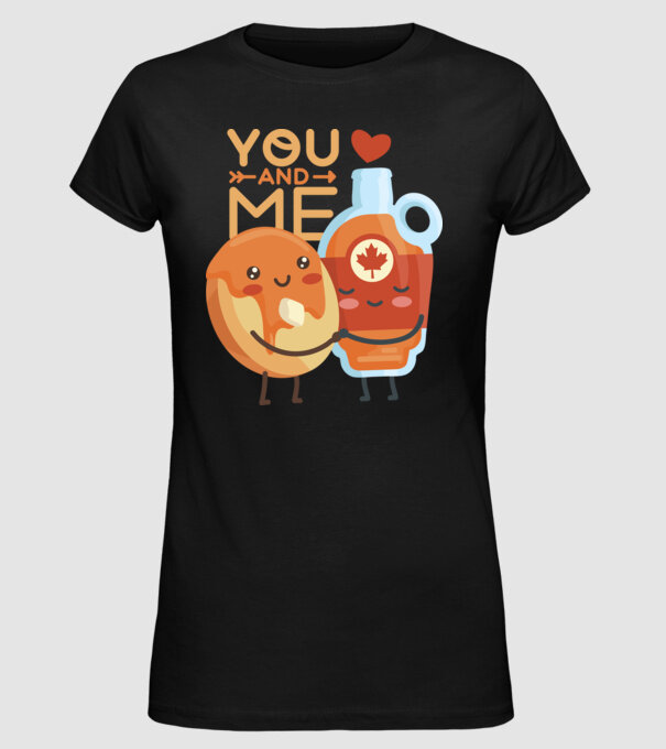 'You and Me tricou cuplu pentru Valentine''s Day' model negru pe tricou