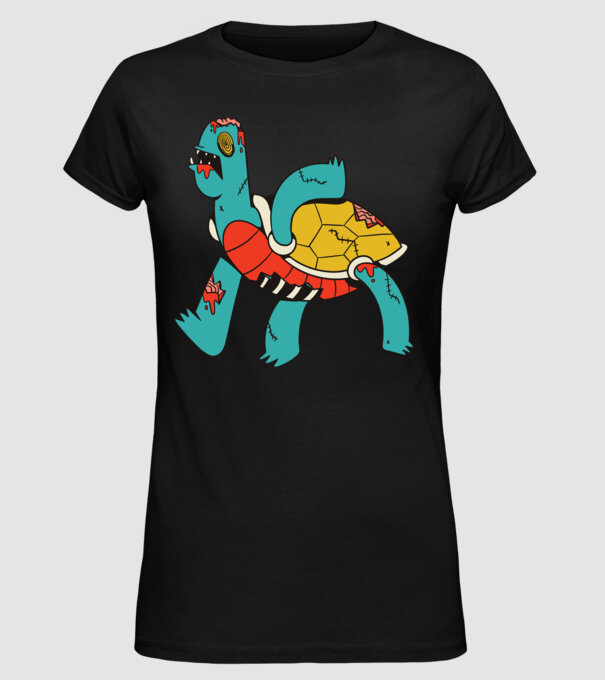 Broască țestoasă Zombie model negru pe tricou