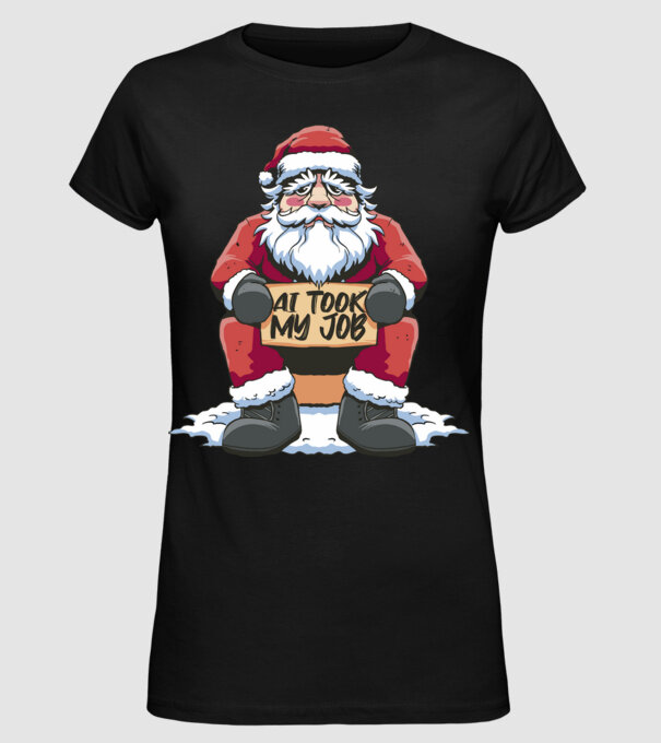 AI took my job Santa model negru pe tricou