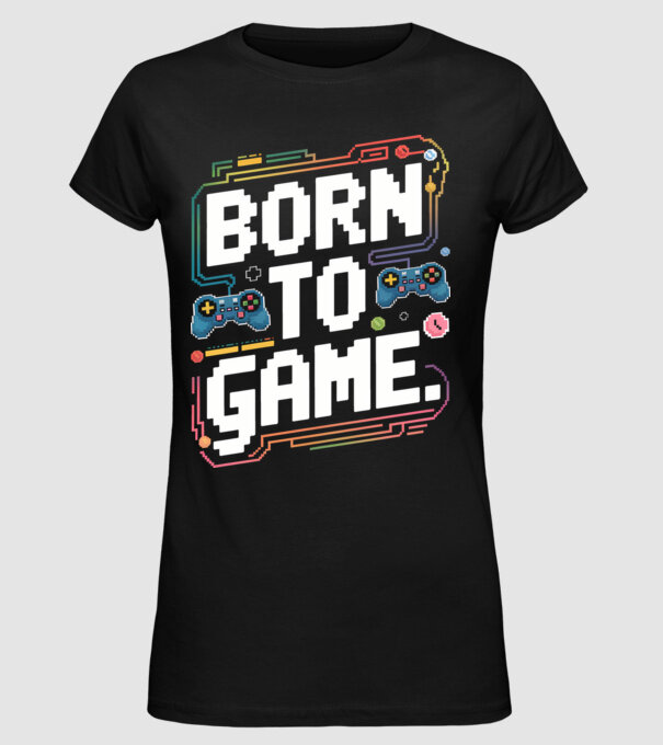 Born to Game Pixel Negru model negru pe tricou