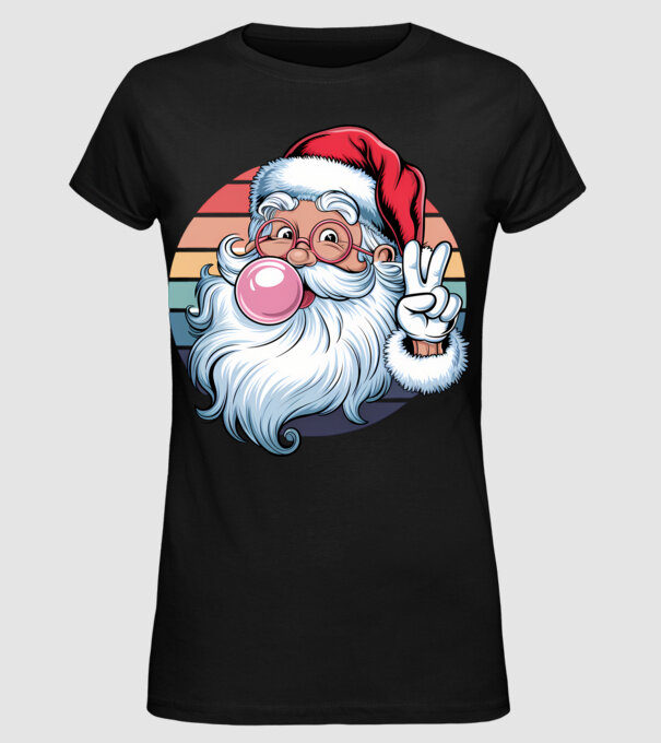 Bubble gum santa model negru pe tricou