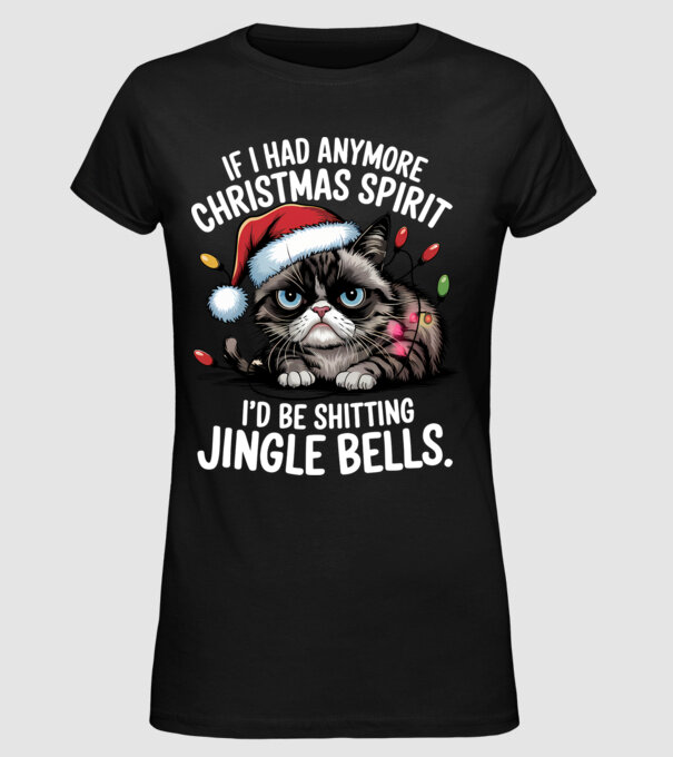 Christmas Spirit Grumpy Cat Negru model negru pe tricou