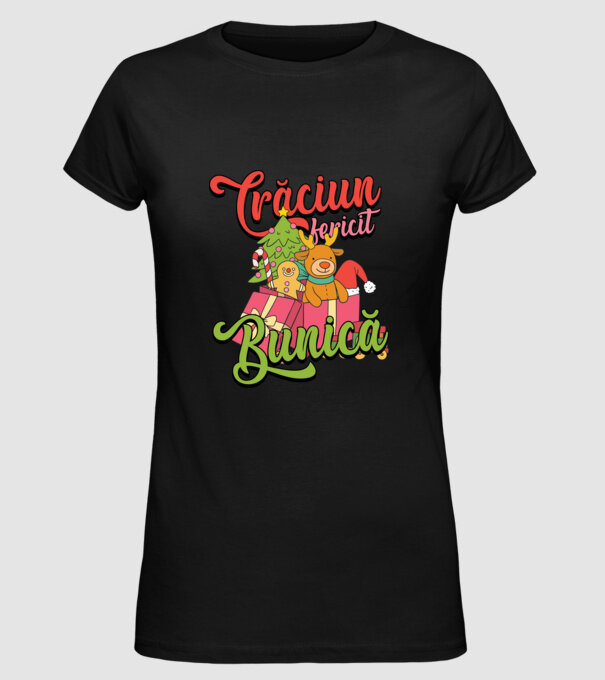 CRĂCIUN FERICIT BUNICĂ model negru pe tricou