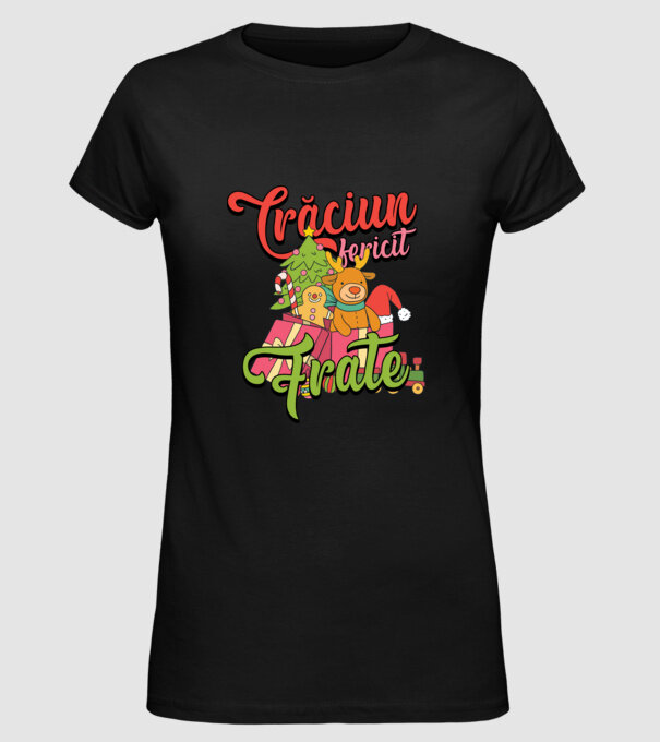 CRĂCIUN FERICIT FRATE / SORĂ model negru pe tricou