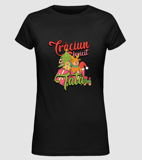 CRĂCIUN FERICIT TATĂ model negru pe tricou
