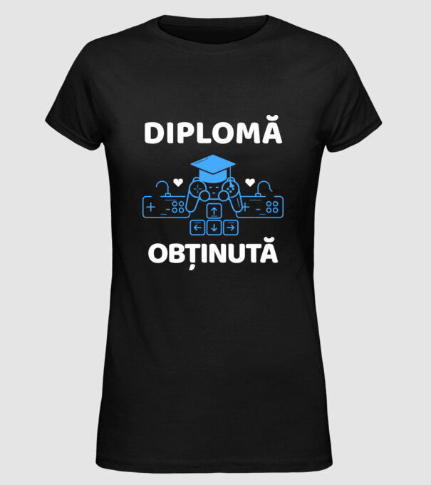Diplomă obținută model negru pe tricou