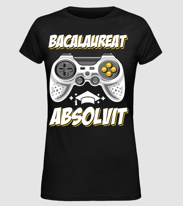 Gameri şcoală Bacalaureat model negru pe tricou