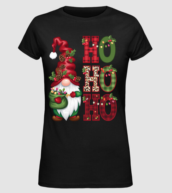 HOHOHO Gnome model negru pe tricou
