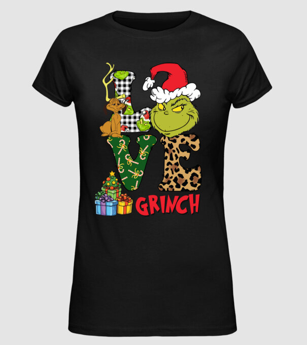 Love Grinch model negru pe tricou