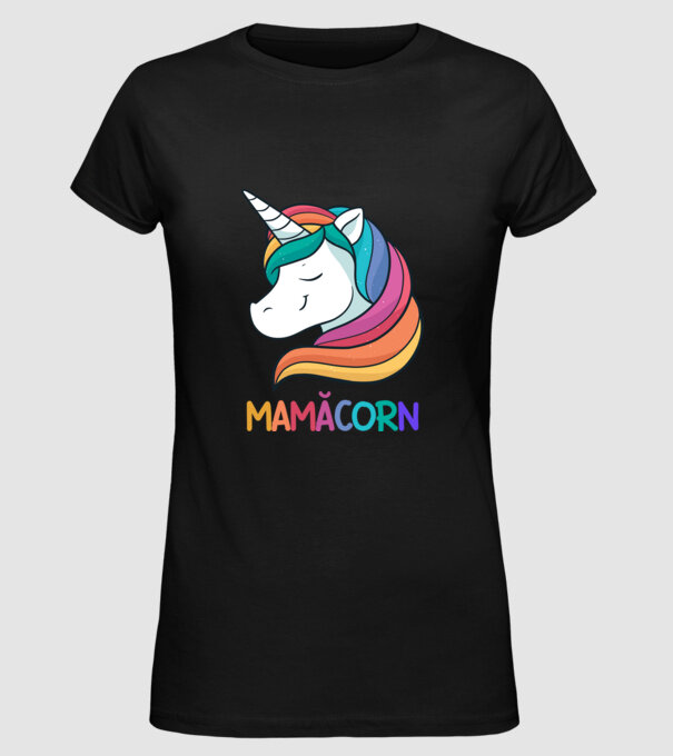 mamăcorn model negru pe tricou