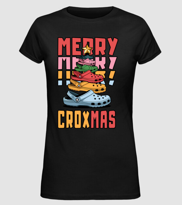 Merry Croxmas model negru pe tricou