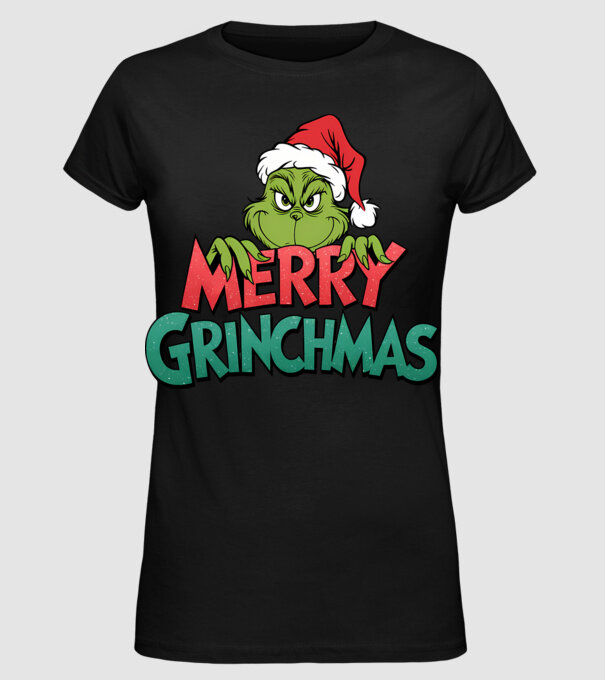 Merry Grinchmas model negru pe tricou