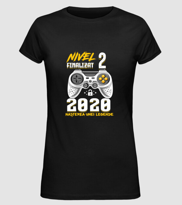 Nivel 2 finalizat. 2020 nașterea unei legende model negru pe tricou