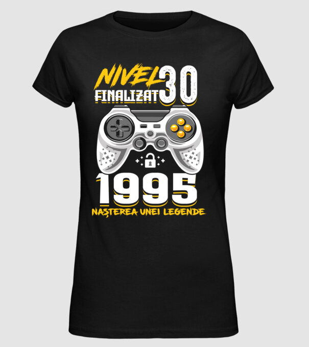 Nivel Finalizat 30 1995 model negru pe tricou