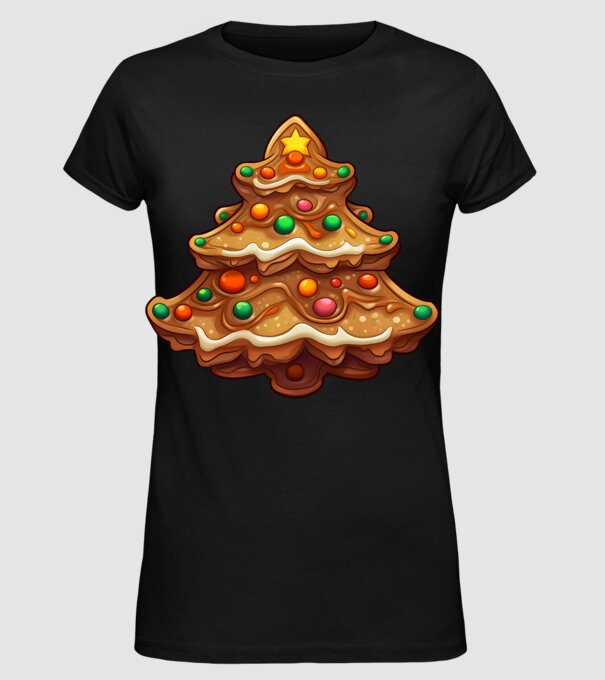 pom de Crăciun din turtă dulce model negru pe tricou
