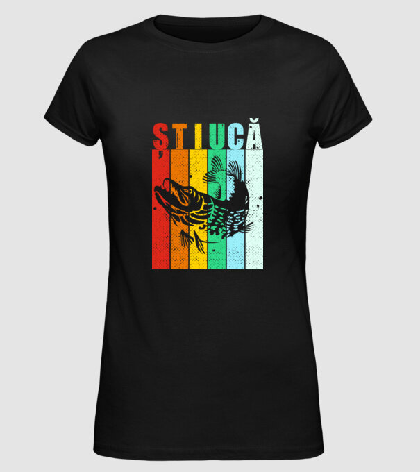 știucă model negru pe tricou