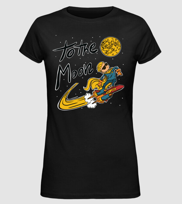 To the Moon Bitcoin model negru pe tricou