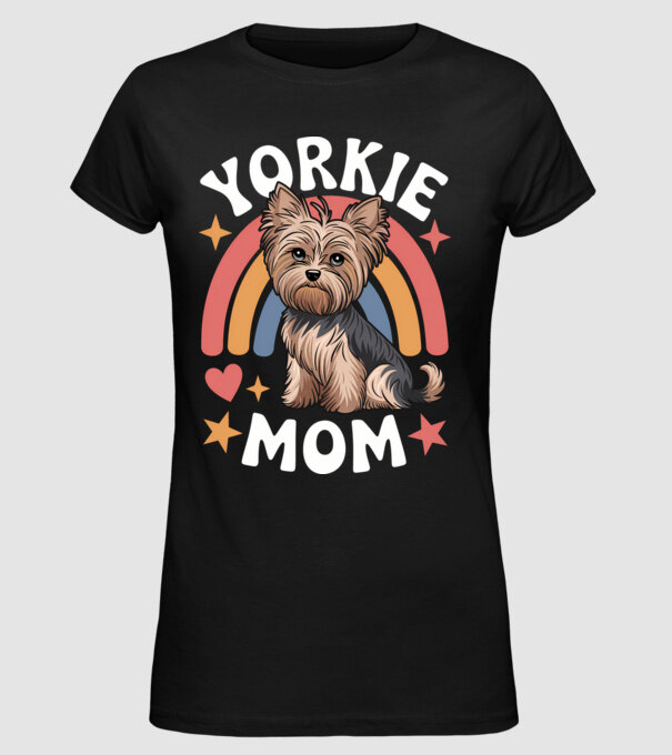 Yorkie Mom Negru model negru pe tricou