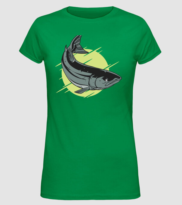 Atlantic Salmon - Somon de Marea Baltică model verde pe tricou