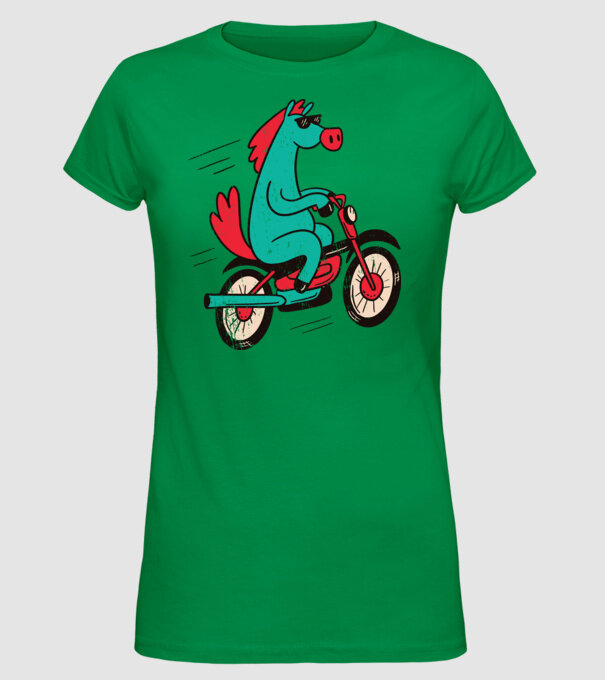 Cal cu bicicletă model verde pe tricou
