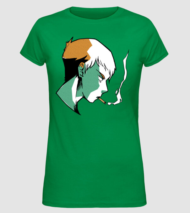 Anime băiat fumător model verde pe tricou