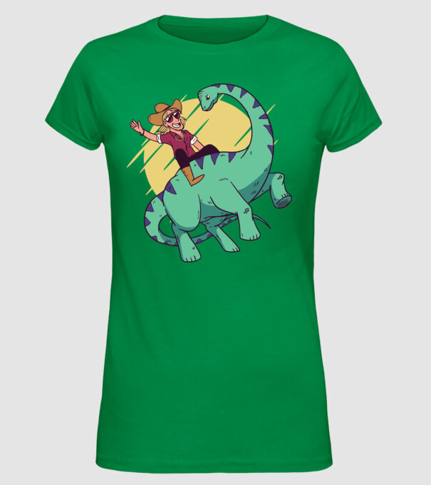 Dinozaur Cowboy model verde pe tricou