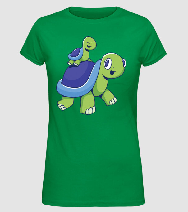 Familie țestoase drăguțe model verde pe tricou