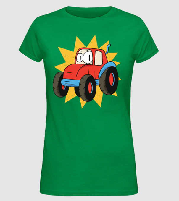 Tractor drăguț pentru copii model verde pe tricou