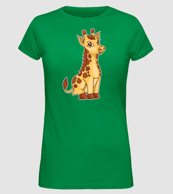 Girafă drăguță model verde pe tricou