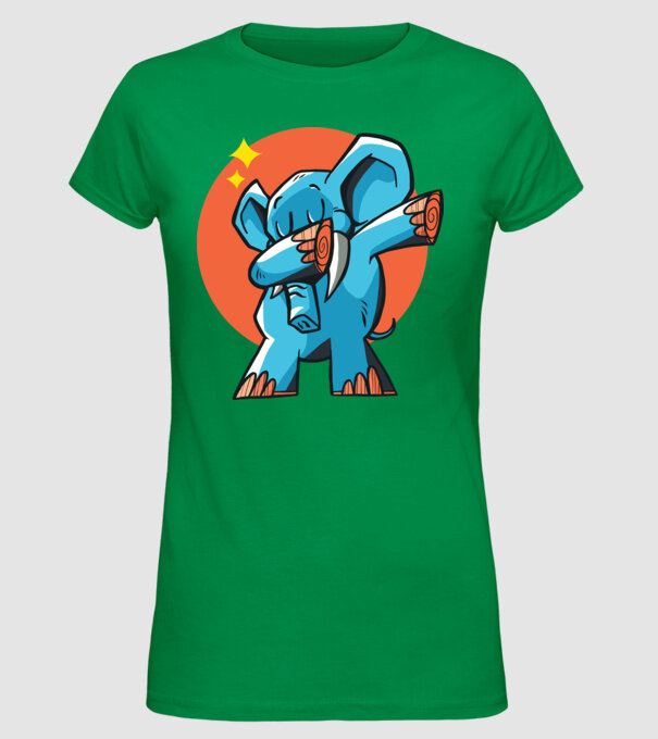 Elefant DAB model verde pe tricou
