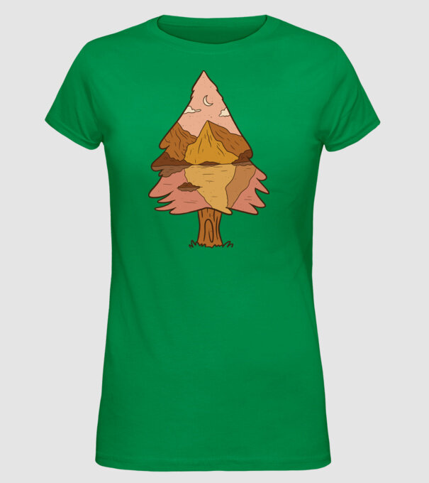 Brad Natură model verde pe tricou