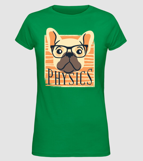 Câine Fizică model verde pe tricou