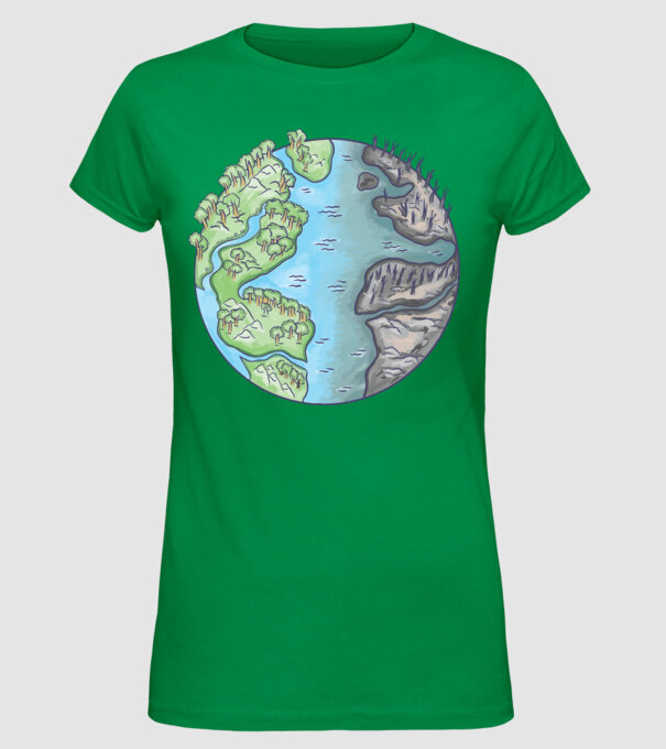 Distrugerea Pământului model verde pe tricou