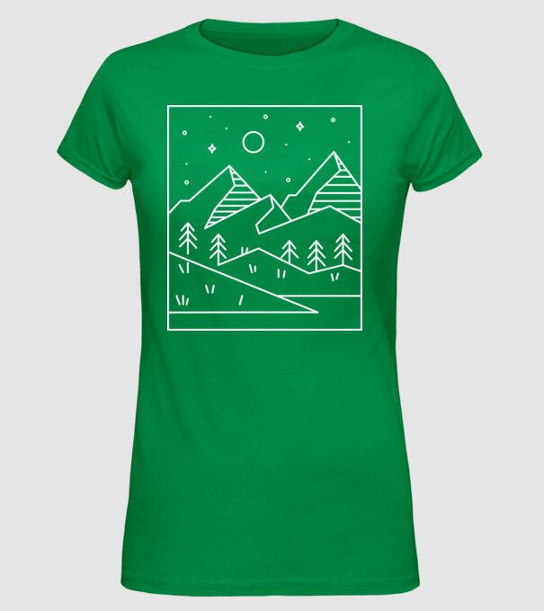 Peisaj geometric model verde pe tricou