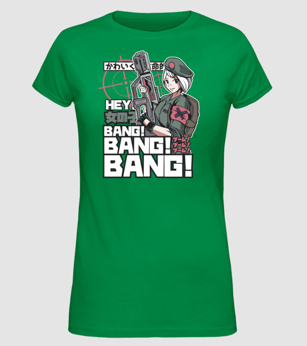 Fată Anime Gerilla model verde pe tricou