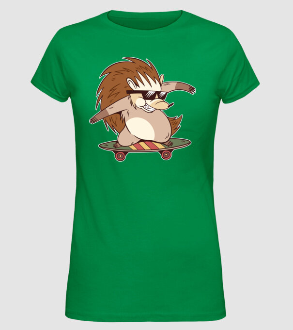 Arici Skateboarder model verde pe tricou