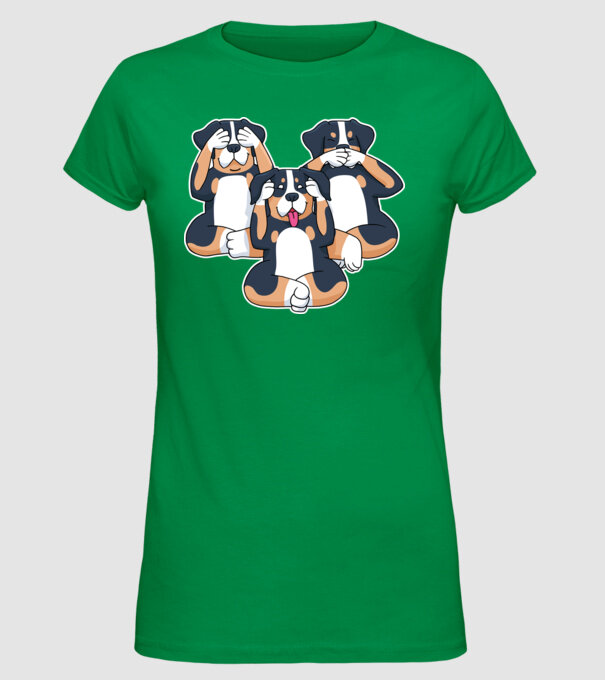 Trei câini model verde pe tricou