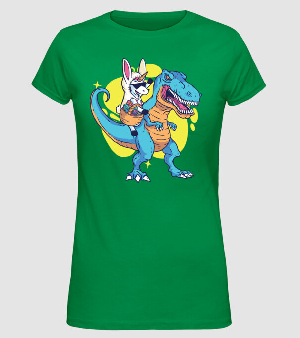 Dinozaur de Paște model verde pe tricou